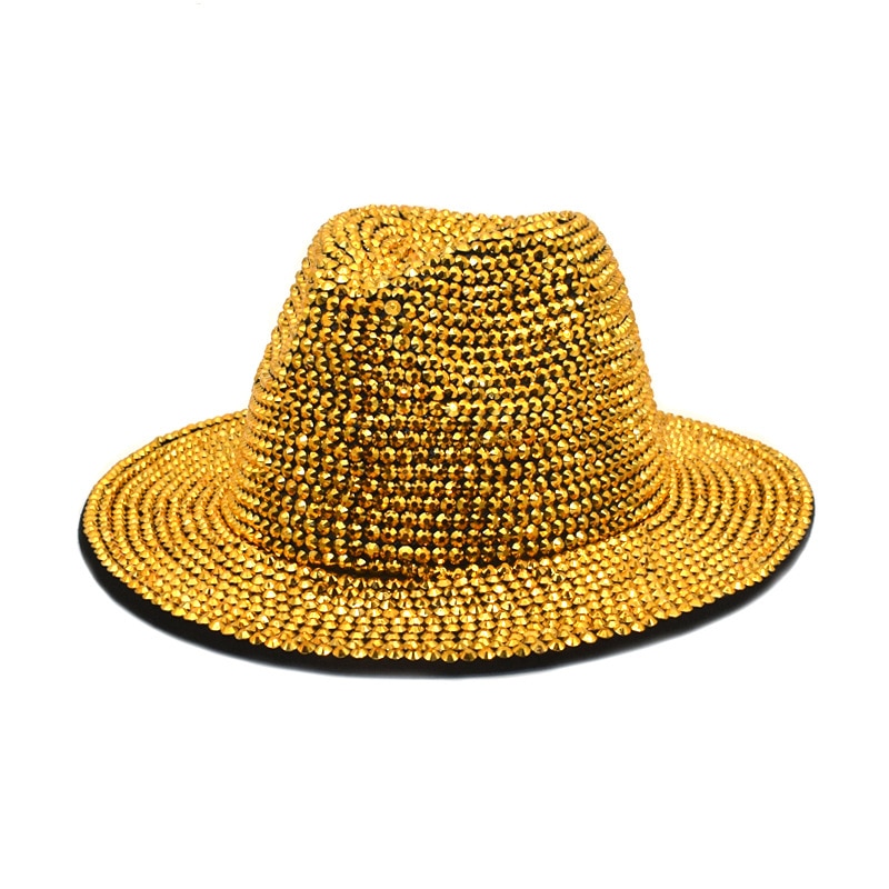 Winter Women Bling Rhinestone Bucket Hat Simple Wide Brim Felt Panama with Full Diamond Adjustable Jazz Hats wholesale NEW