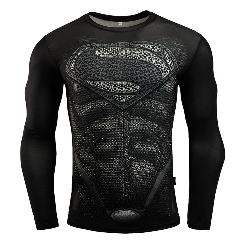 Long Sleeve Sport Shirt Men Superhero Punisher 3D Compression T Shirt Quick Dry Men&#39;s Running T-shirt Gym Fitness Top rashgard