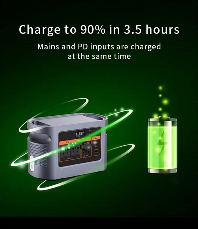 Cakosimo Outdoor Portable Power Station 500W Solar Powered Generator Free Energy 220V 135200mAh Powerbank Camping Battery Charge
