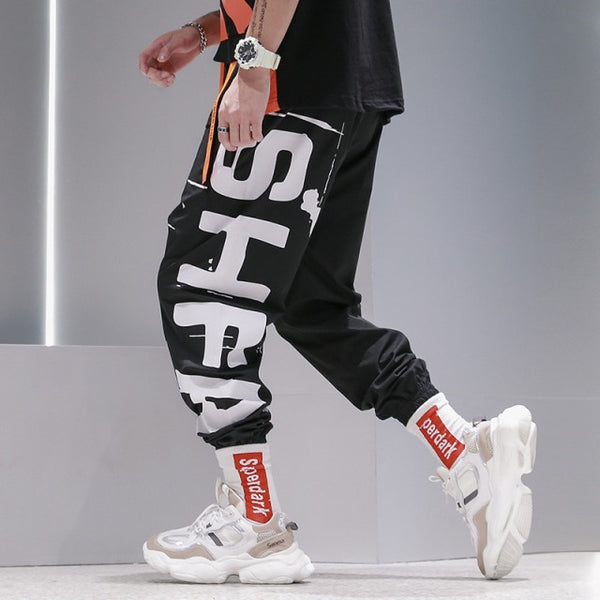 Fashion Streetwear Elastic Waist Cargo Sweatpants Men
