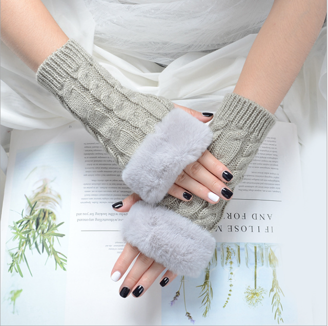 Knitting Lady Fingerless Protection Gloves Women