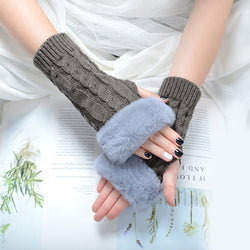 Knitting Lady Fingerless Protection Gloves Women