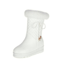 White Ladies Platform Fur Casual Ankle Boots